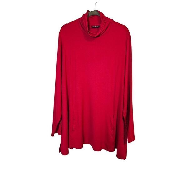 Susan Graver Weekend red turtleneck top. Size 4X. - Picture 1 of 6